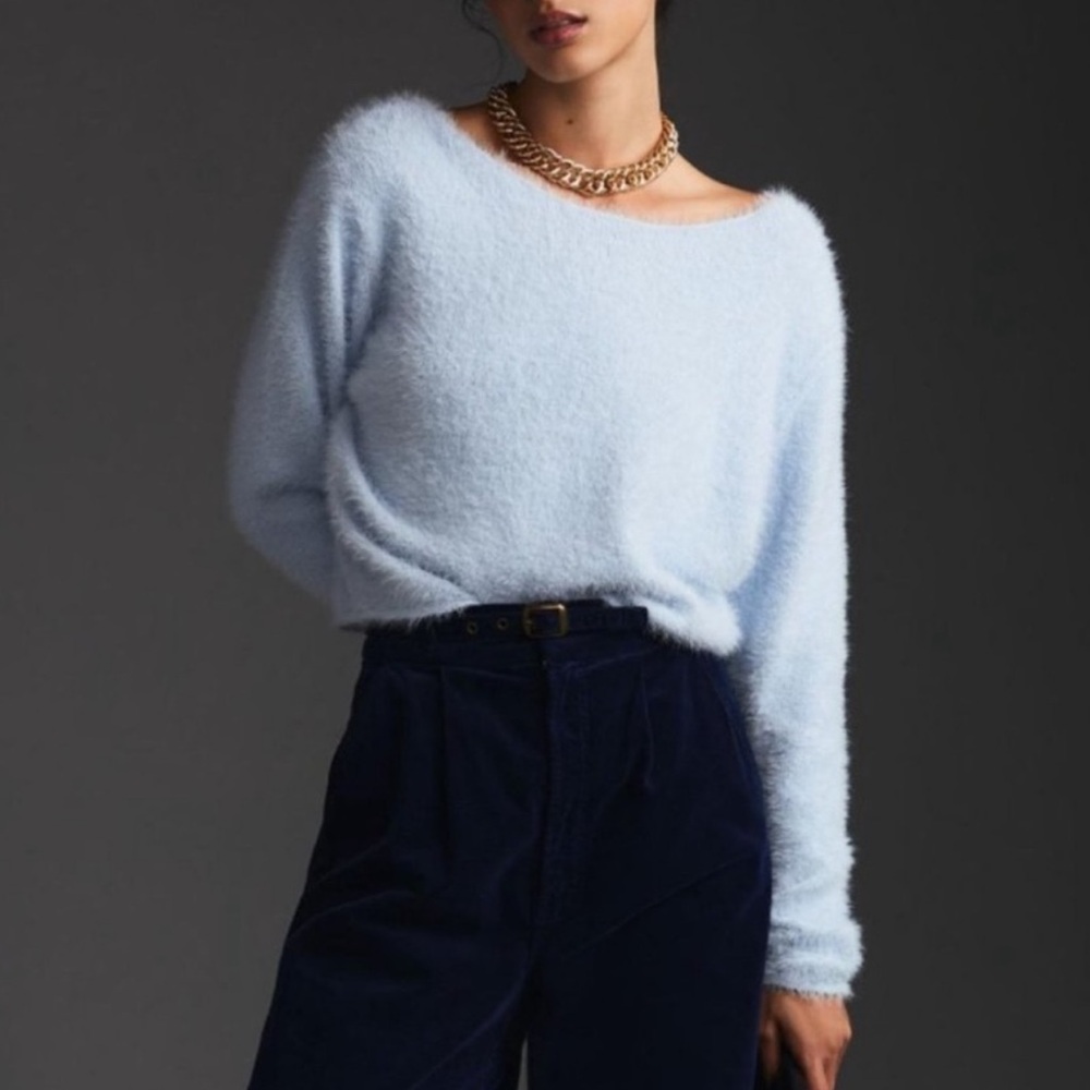 Anthropologie Pilcro Eyelash Sweater Light Blue